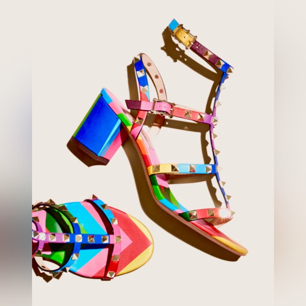 Valentino Rockstud Rainbow Heeled Sandals Size 39